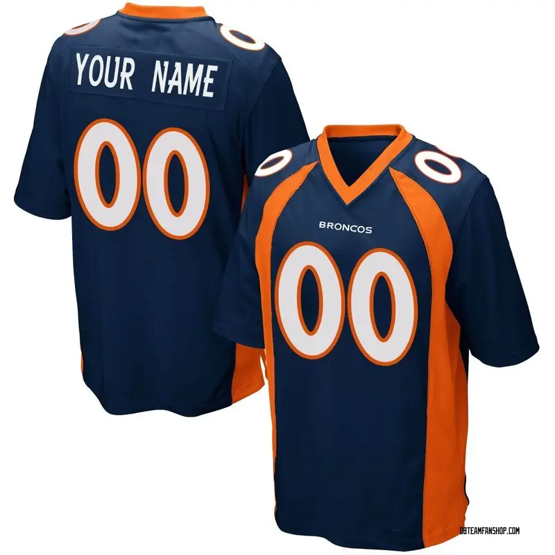 Youth Custom Denver Broncos Alternate Jersey Navy Blue Game