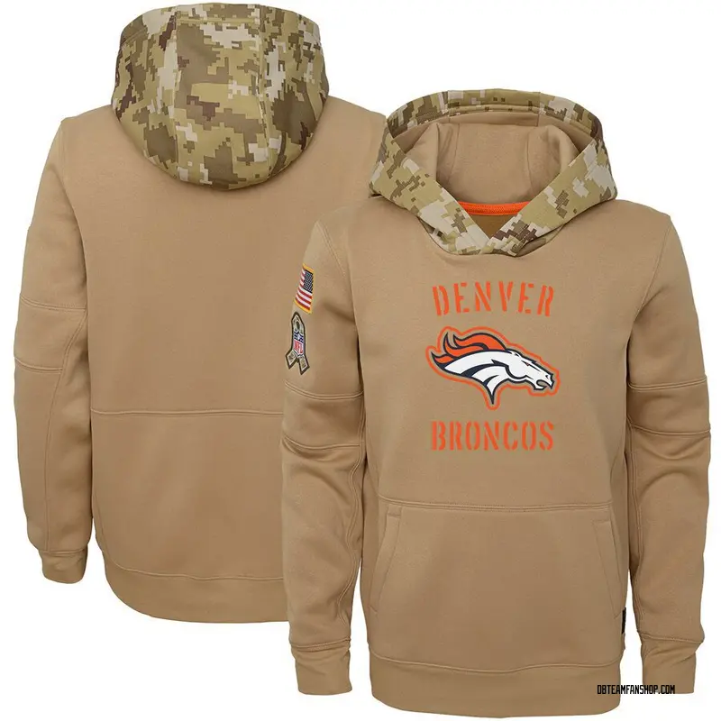 Youth Denver Broncos Khaki 2019 Salute to Service Therma Pullover Hoodie